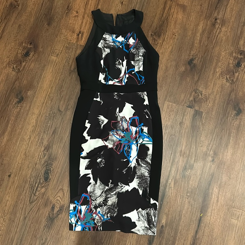 Badgley Mischka Black Patterned Dress
